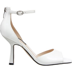 Nine West FANNY3 Γυναικεία Πέδιλα Δερμάτινα Λευκά με Λεπτό Ψηλό Τακούνι