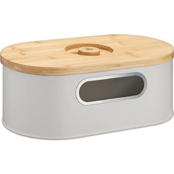 Navaris Bread Bin with Bamboo Lid - Ψωμιέρα / Δοχείο Αποθήκευσης Ψωμιού με Καπάκι από Μπαμπού - Taupe / Bamboo (50595.03)