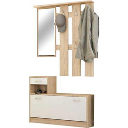 Έπιπλο εισόδου Jamie pakoworld φυσικό-λευκό 100x27,5x187εκ