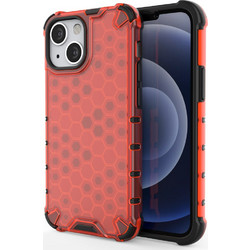Honeycomb Case armor cover with TPU Bumper for iPhone 13 mini red