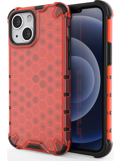 Honeycomb Case armor cover with TPU Bumper for iPhone 13 mini red