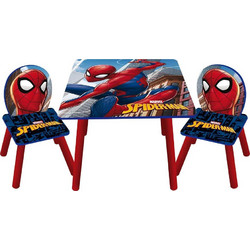 Παιδικό Σετ Τραπεζάκι με 2 Καρέκλες για παιδιά με θέμα τον Spiderman από Ξύλο MDF, 50x50x43 cm - Aria Trade
