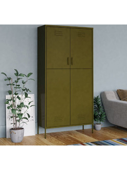 vidaXL Δίφυλλη Ντουλάπα Ρούχων Χακί 90x50x180cm 336243