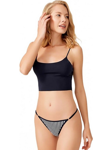 Cottonhill Βαμβακερό Γυναικείο String Λευκό Navy Μπλε CH6025