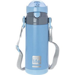 Ecolife Kids Thermos Παιδικό Μπουκάλι Θερμός Ανοξείδωτο BPA Free με Καλαμάκι Γαλάζιο 400ml