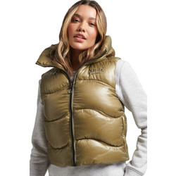 Superdry D3 Code XPD Αμάνικο Γυναικείο Μπουφάν Χειμωνιάτικο Puffer Κοντό Χρυσό W5011327A-GKW
