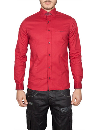 Best Choice Ανδρικό Πουκάμισο Μακρυμάνικο Slim Fit Κόκκινο W17206-ONE-RD