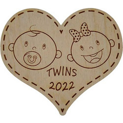 ΒΑΠΤΙΣΗΣ ΜΑΓΝΗΤΑΚΙ TWINS - ΦΥΣΙΚΟ ΞΥΛΟ (8 x 7cm)