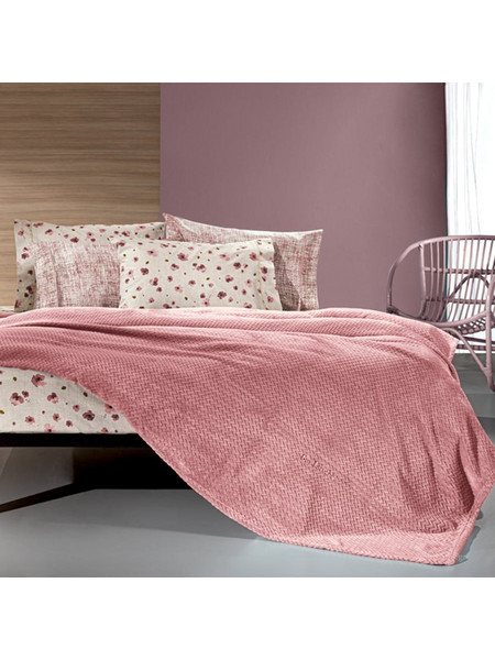 Κουβέρτα Fleece Μονή (160x220) Guy Laroche Rombus Coral