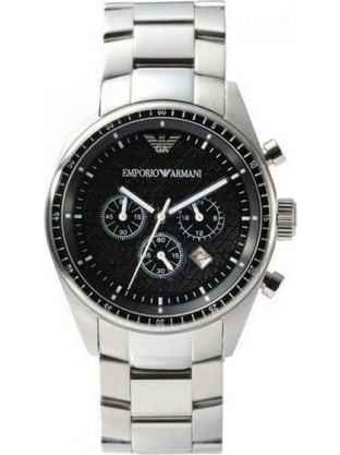 Emporio Armani Ανδρικό Ρολόι Χρονογράφος με Ασημί Μεταλλικό Μπρασελέ AR0585