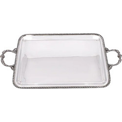 Ασημένιος ορθογώνιος δίσκος 44X23CM με χειροποίητες λεπτομέριες. SIL813