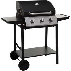 Φορητή BBQ Ψησταριά Αερίου Μπάρμπεκιου Barbeque με 3 εστίες, από χυτό χάλυβα, 115.5x58.5x106.5 cm - Aria Trade