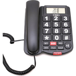 Osio OSWB-4760 Ενσύρματο Τηλέφωνο με Ανοιχτή Ακρόαση για Ηλικιωμένους Μαύρο