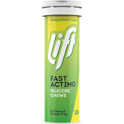 Lift Glucose Fast Acting Zesty Lemon & Lime 10 Μασώμενα Δισκία