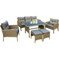 Woodwell California Σετ Τραπεζαρία Κήπου Rattan 4τμχ Ε6755,1