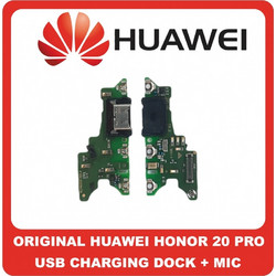 Γνήσια Original Huawei Honor 20 Pro, Honor20 Pro (YAL-AL10, YAL-L41) NOVA 5T (YAL-L61) USB Type-C Charging Dock Connector Flex Sub Board Καλωδιοταινία Υπό Πλακέτα Φόρτισης + Microphone Μικρόφωνο 02352