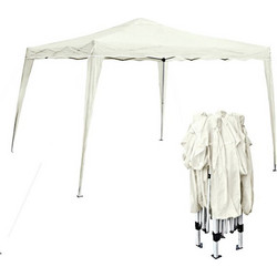 GAZEBO Πτυσσόμενο Μέταλλο Βαφή Άσπρο, Ύφασμα Άσπρο
