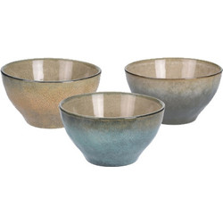 Μπωλ 700ml Σετ 3 Από Επισμαλτωμένο Stoneware Σε 3 Μελανζέ Χρώματα Δ14.5 Εκ. Zaros Kz169