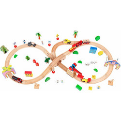 Ecotoys Σετ Ξύλινος Σταθμός Με Τρένο Μπαταρίας HM008999