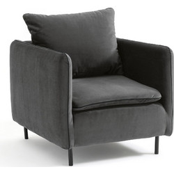 La Redoute Πολυθρόνα Βελούδινη Ανθρακί Ivete 3614853635127