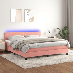 vidaXL Κρεβάτι Boxspring Βελούδινο με Στρώμα & LED 160x200cm 3134296