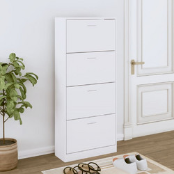 vidaXL Παπουτσοθήκη Ξύλινη Λευκή Μ63xΠ24xΥ147cm 342542