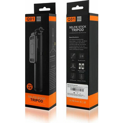 SELFIE STICK Q01 PRO BLACK,Τρίποδας με bluetooth