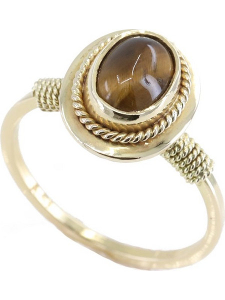 Δαχτυλίδι 18 Κ κίτρινος χρυσός με tiger's eye quartz, 1440