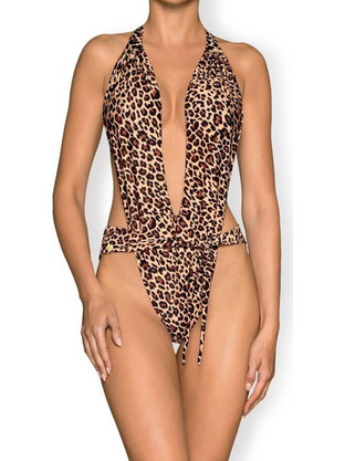 Obsessive Cancunella Ολόσωμο Μαγιό με Ενίσχυση Animal Print Καφέ