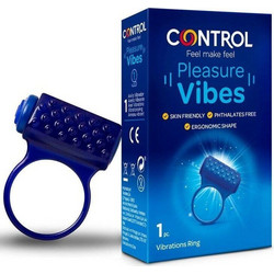 Control Feel Make Feel Pleasure Vibes Vibrating Ring Ελαστικό Δαχτυλίδι Πέους Σιλικόνης με Δόνηση Μπλε
