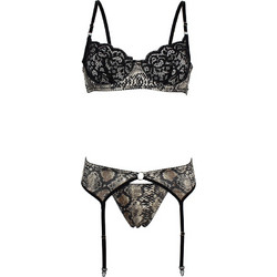 Γυναικείο lingerie Set με ζαρτιέρες Revolution snake print