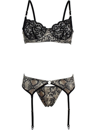 Γυναικείο lingerie Set με ζαρτιέρες Revolution snake print