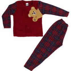 Bear αγορίστικη fleece πυτζάμα μπορντό W23