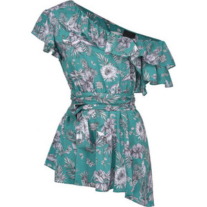 PINKO JUNGLE-PRINT GEORGETTE ΤΟΠ 1N1357 8525 SZZ-GREEN/WHITE/BLACK PINKO JUNGLE-PRINT GEORGETTE ΤΟΠ 1N1357 8525 SZZ-GREEN/WHITE/BLACK