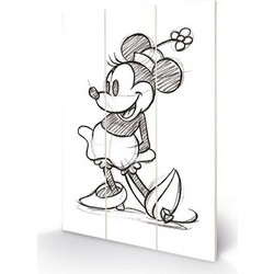 DISNEY - Wood Print 20x29.5 - Minnie Mouse Sketched
