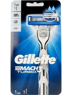 Gillette Razor Mach 3 Turbo Ξυραφάκι με Ανταλλακτικές Κεφαλές με 3 Λεπίδες & Λιπαντική Ταινία + Ανταλλακτικό Ξυραφάκι