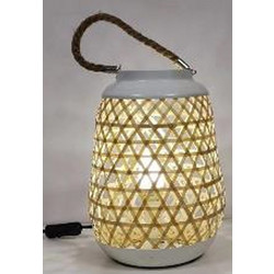 Timber Destyle Boho φωτιστικό επιτραπέζιο από φυσικό υλικό με πλέξη μπαμπού ραττάν σε φυσικό χρώμα