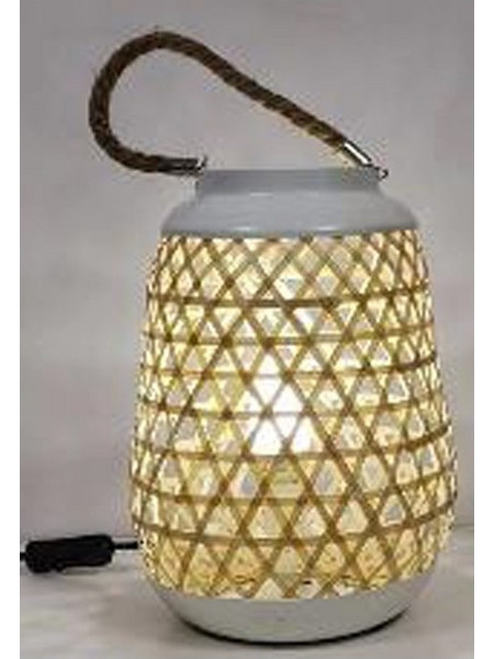 Timber Destyle Boho φωτιστικό επιτραπέζιο από φυσικό υλικό με πλέξη μπαμπού ραττάν σε φυσικό χρώμα