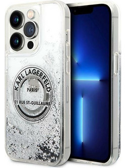 Karl Lagerfeld Liquid Glitter RSG Back Cover Silver (iPhone 14 Pro)