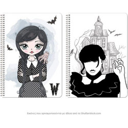 Loginotes SPIRAL LINE THE W GIRL (WEDNESDAY ) A5/14X20 Soft Touch+UV 80γρ, 90 φύλλα