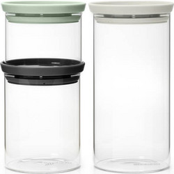 Brabantia 1005602 Σετ βαζάκια Stackable 0.3L+0.6L+1.1L, Light Grey/Dark Grey/Jade Green, 3 τμχ