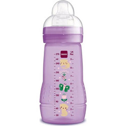 Mam Easy Active Πλαστικό Μπιμπερό με Θηλή Σιλικόνης 2m+ Butterflies Purple 270ml