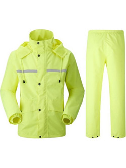 Durable Reflective Motorcycle Split Raincoat Pants Riding Bicycle Electric Bike Windproof Waterproof Rain Wear for Adult, Size: M(Fluorescent Yellow) (OEM)