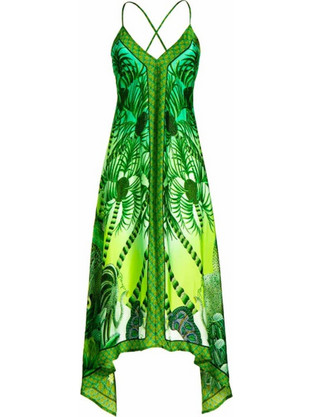 Pin Up Stars Foulard Dress Palm Paradise Print Φόρεμα Πράσινο PC132A-005