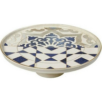 Espiel Lisbon Τουρτιέρα Κεραμική με Πόδι Μπεζ 20x20cm