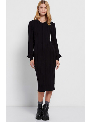Funky Buddha Midi Καθημερινό Φόρεμα Μαύρο FBL008-102-13