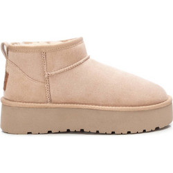 Xti Γυναικεία Μποτάκια Πλατφόρμα Suede Nude με Γούνα 142212