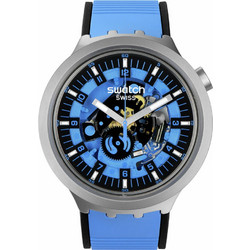 Swatch Big Bold Ανδρικό Ρολόι με Γαλάζιο Καουτσούκ Λουράκι SB07S106