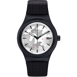 Swatch Ανδρικό Ρολόι Αυτόματο με Μαύρο Καουτσούκ Λουράκι SUTB407