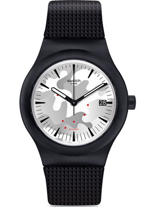 Swatch Ανδρικό Ρολόι Αυτόματο με Μαύρο Καουτσούκ Λουράκι SUTB407